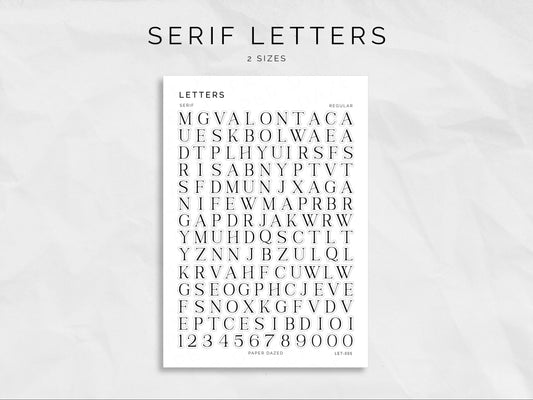 Letters and Numbers Stickers - Serif Font