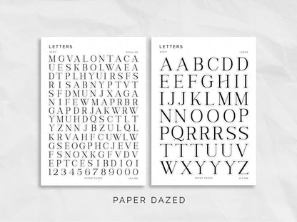 Letters and Numbers Stickers - Serif Font