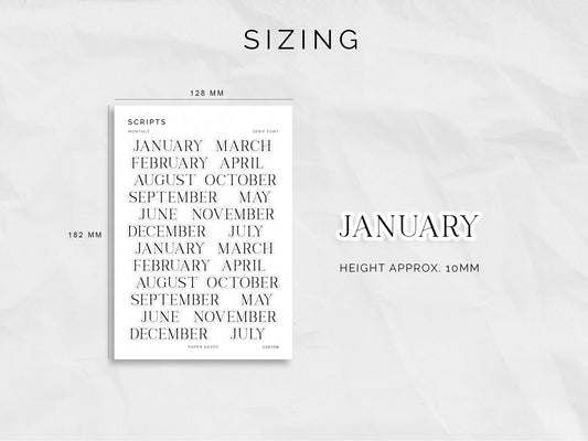 Medium Monthly Scripts - SERIF Font